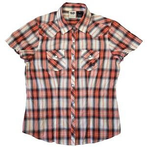 Harley Davidson Shirt Womens‎ M Western Pearl Snap Short Sleeve Biker Motorcycle